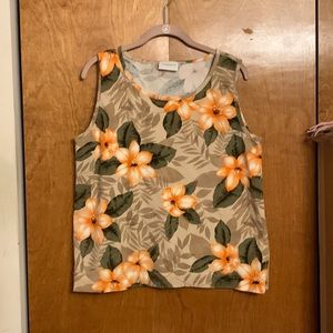 Liz Claiborne tropical print sleeveless top, size XL